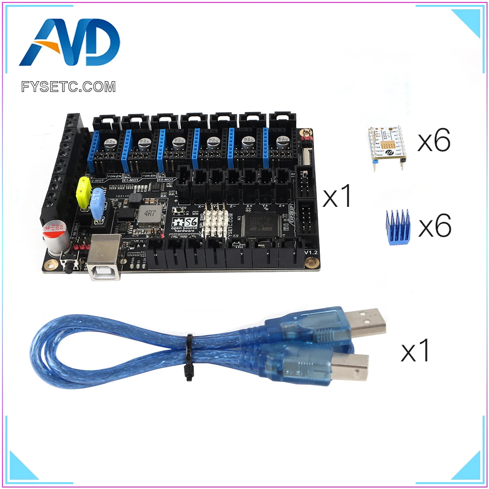 S6 V1.2 плата 32 битная управления с 6 шт. TMC S2225 TMC2225 для Uart Flying Wire MX соединитель VS F6 V1.3 SKR