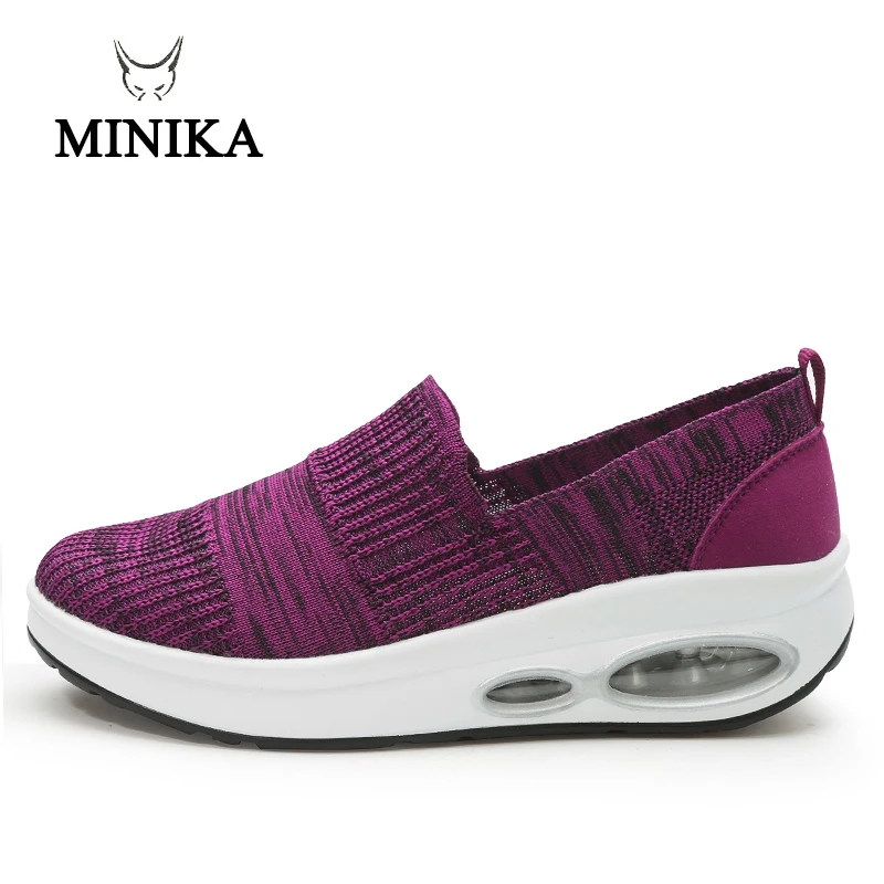 2019 Minika Women Sport Light Up Swing Shoes Wedges Platform zapatos mujer trainers New Air Cushion