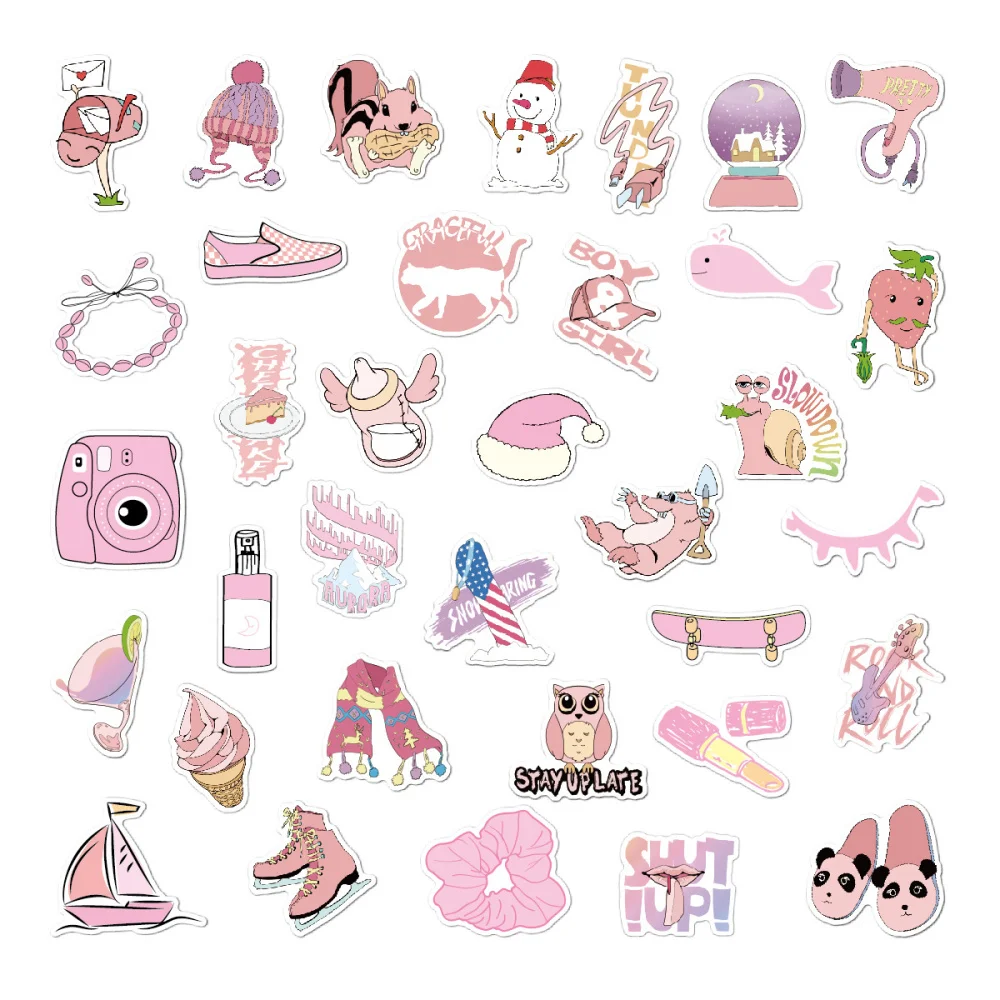 35 шт. ПВХ водонепроницаемый девушки Kawaii розовый Vsco наклейки игрушки багажные наклейки для мото автомобиля и ноутбука PS4 наклейки для ноутбука