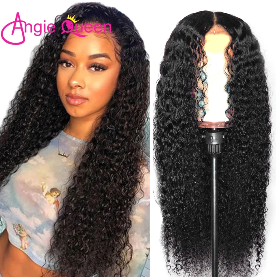 ANGIE QUEEN кудрявый парик на сетке фронтальные человеческие волосы парики 13x4 T-part