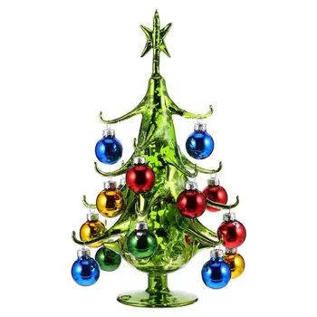 

1Pc Xmas Tree Ornament Christmas Tree Figurines Decoration Ornament Tabletop Miniature Glass Craft