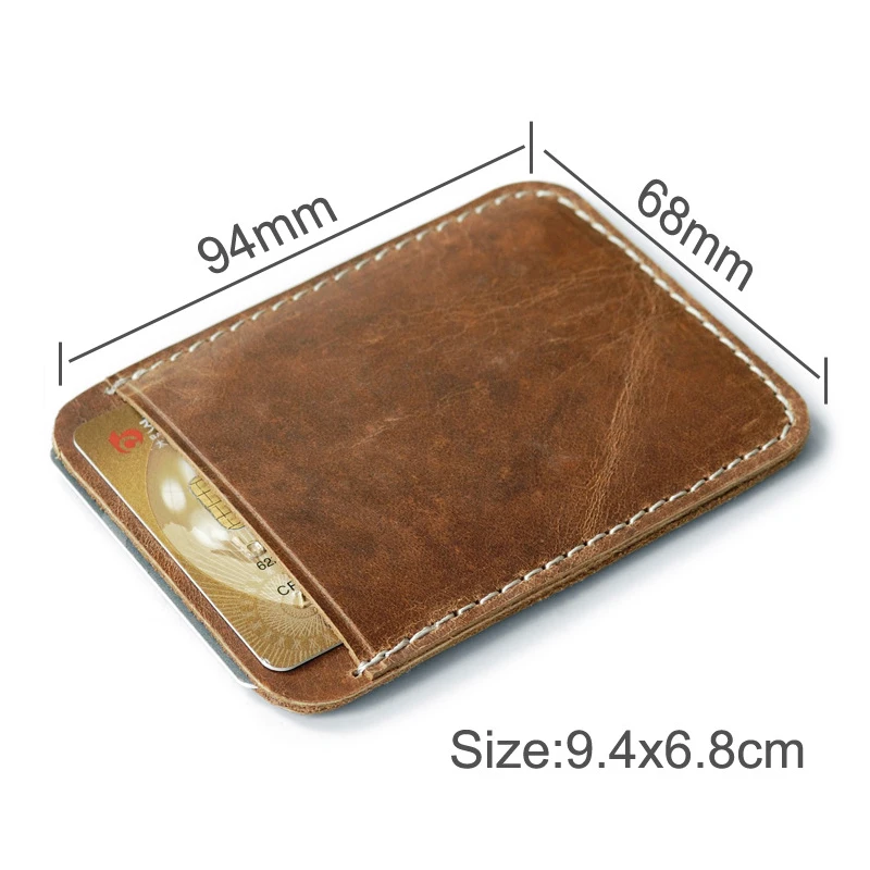 Hot Sale Original Unisex Crazy Horse Leather Design Fashion Gift Slim Wallet Front Pocket Money Clip Mini Bill Purse C059