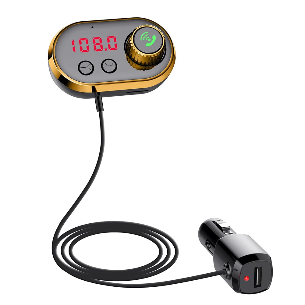 Fm-передатчик Bluetooth V5.0 Handsfree USB Автомобильное зарядное устройство MP3-плеер с ароматерапевтическим ядром VDX99 - Color: Gold