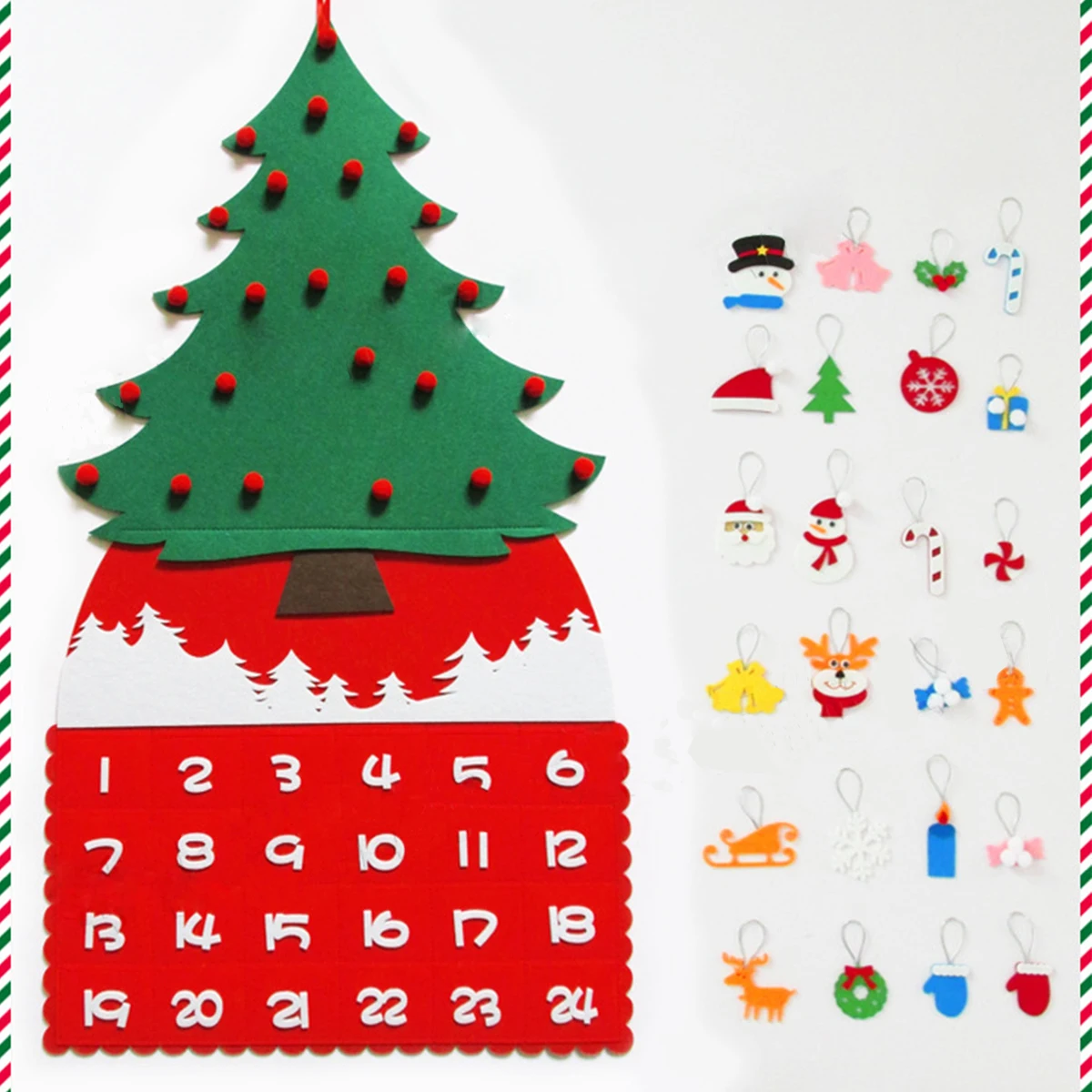 Рождественская елка DIY войлочный календарь обратного отсчета на рождественскую вечеринку домашнее украшение для дома НОВОГОДНИЕ висячие украшения