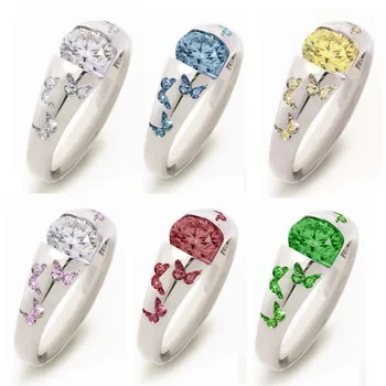 

Japan And South Korea Style Rings For Women Vintage Jewelry Silvery Finger Rings Ladies Butterfly Rhinestone Ring Women Crystal