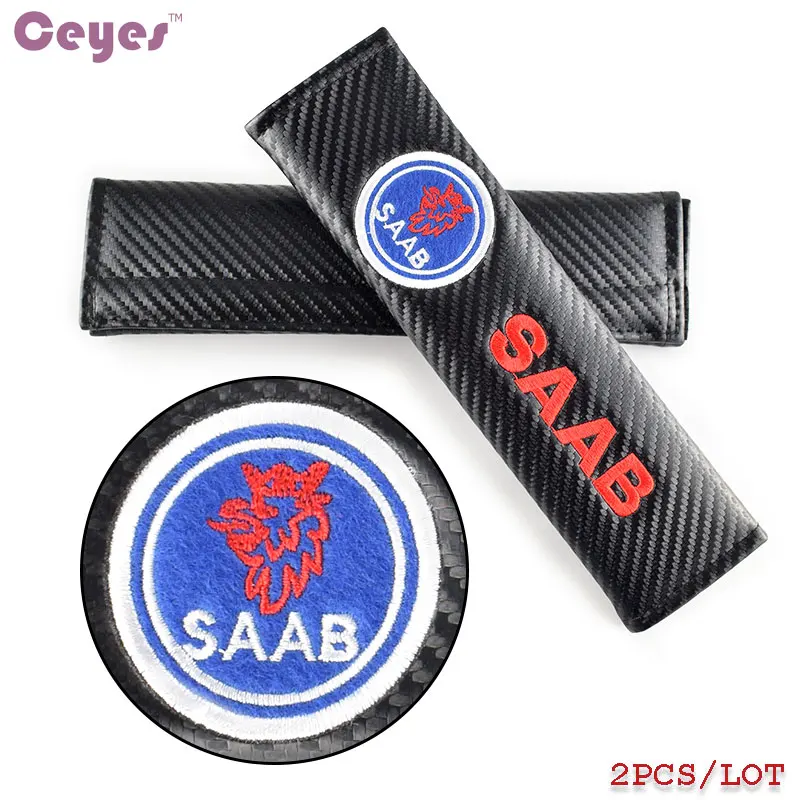 Ceyes чехол на автомобильный ремень безопасности Чехол для Saab 03-10 9-3 9-5 93 95 9000 428 автомобильные эмблемы интерьерные аксессуары из углеродного волокна автостайлинг