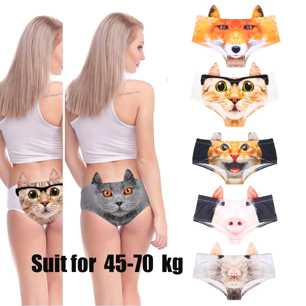 Женские эластичные трусики с 3D рисунком животных Новинка свинья собака кошка