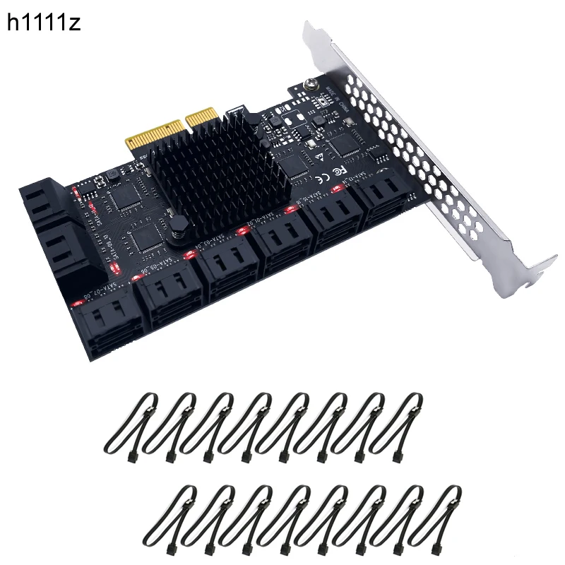 Райзер для майнинга Чиа карта расширения PCIE SATA PCI Express от 4X до 16 портов 3 0 6 Гбит/с