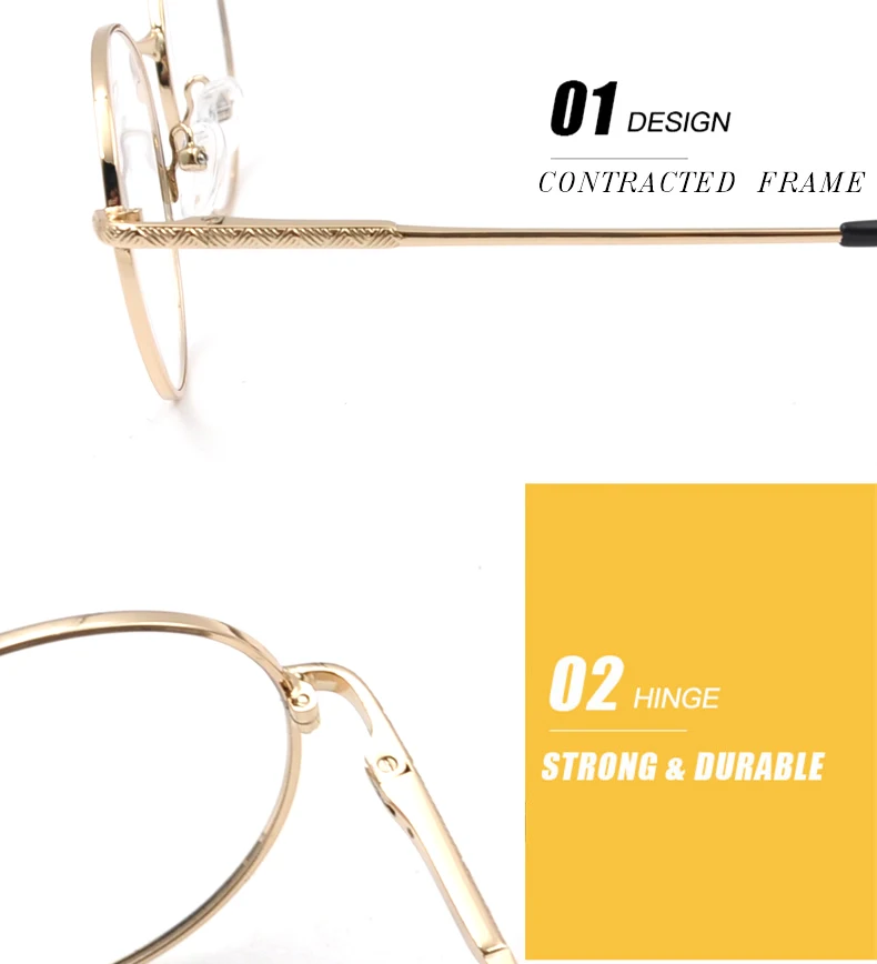 Модные мужские и женские круглые оправа для очков в ретростиле металлические прозрачные линзы Золотая оправа очки