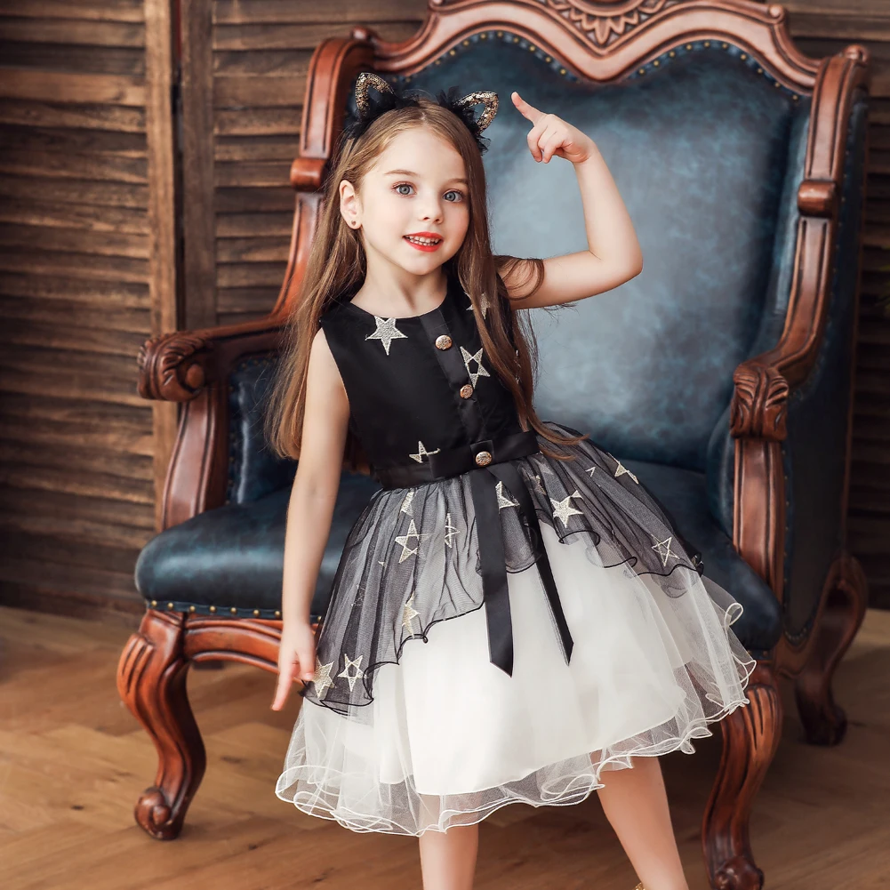 

Vgiee Kids Dresses for Girls Knee-Length Mesh Fall Winter Style Little Girl Clothes for Party Wedding Princess Dress Baby CC621A