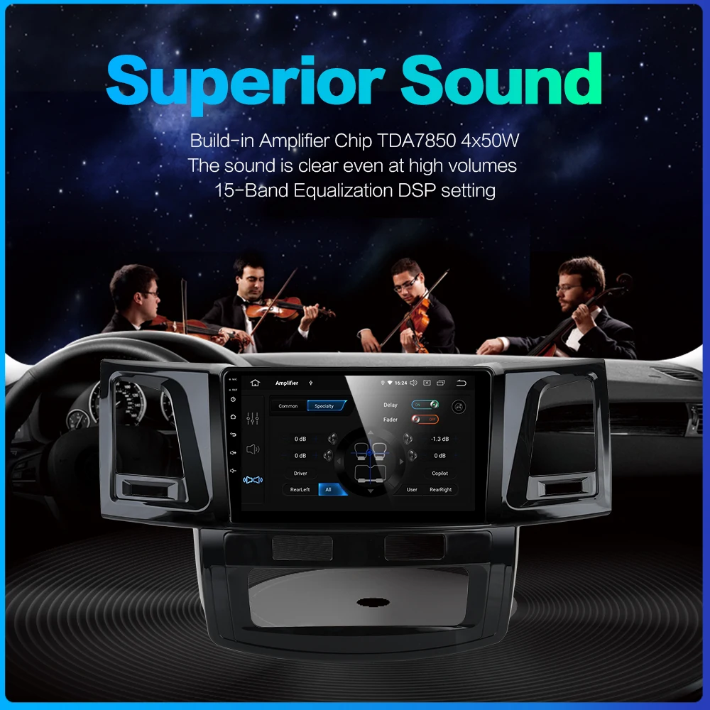 Dasaita " TDA7850 Автомагнитола 1 Din плеер Android 9,0 для Toyota Fortuner 2007- Авто AC gps навигация Bluetooth 1080P видео
