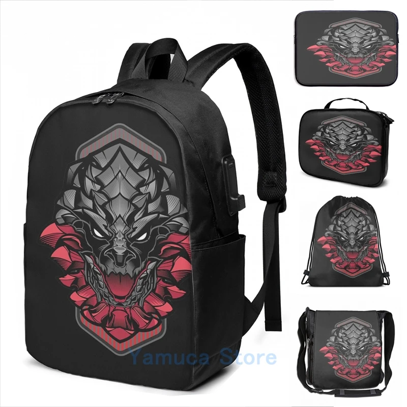 Забавный рюкзак с графическим принтом monster hunter USB-зарядкой мужские школьные сумки