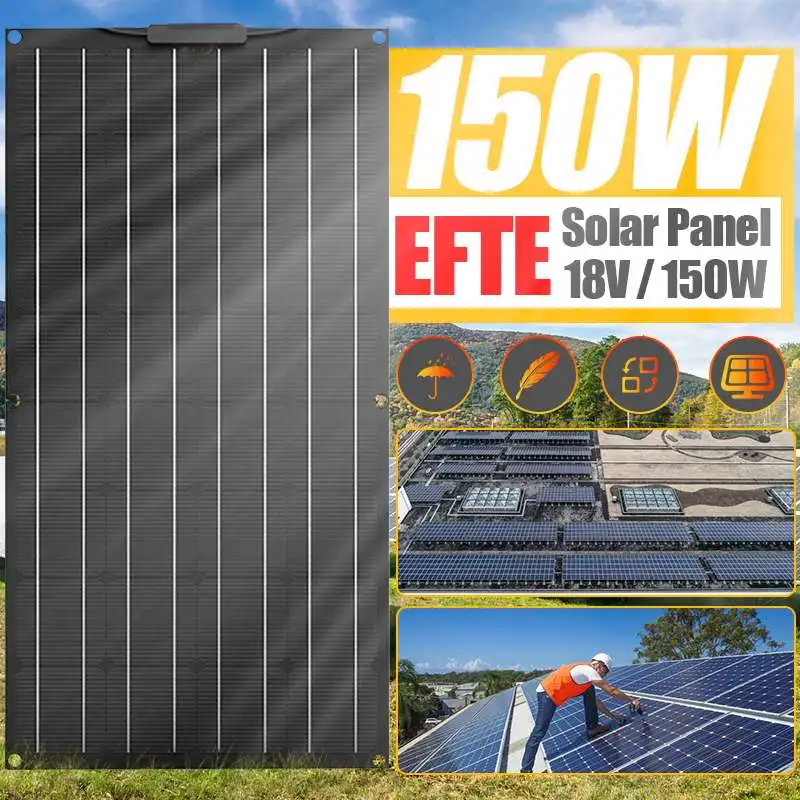 US $102.71 18V 150W Solar Panel Portable ETFE Solar Energy Charger Smartphone Charging DIY Connector For Home Power System Boat Car Camping