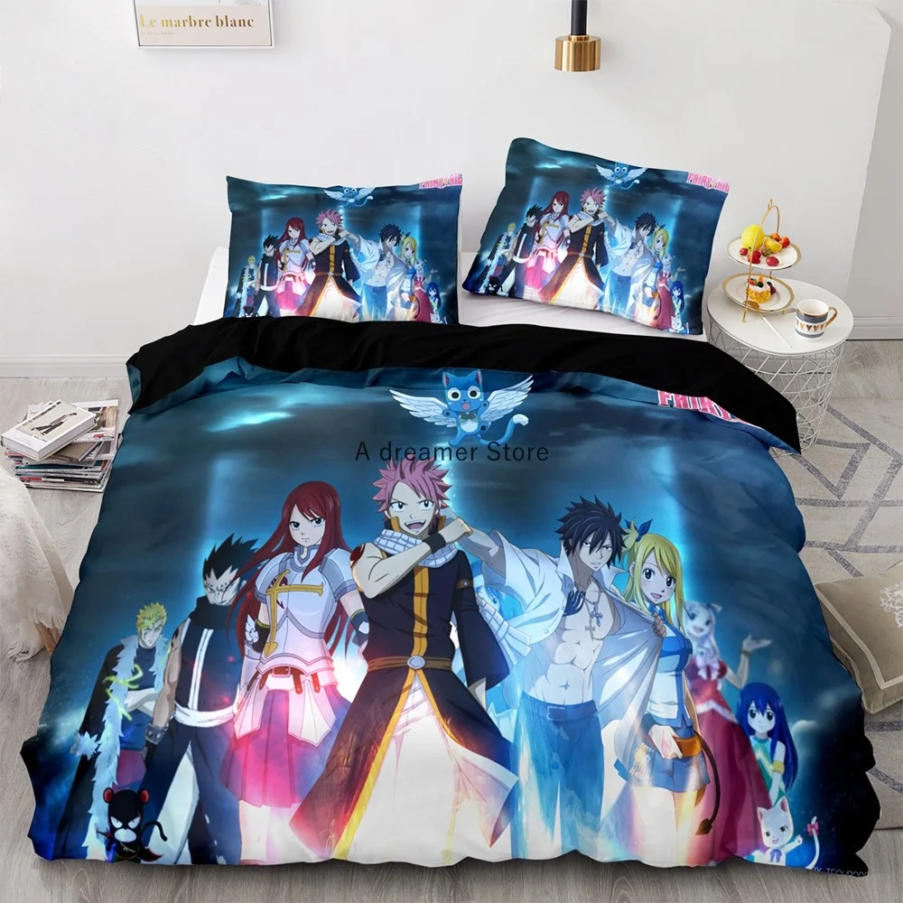 2022 New Style Anime Fairy Tail Duvet Cover Cartoon Kids Bedding Sets With Pillowcases Gift For Friend Decor Home Bedclothes