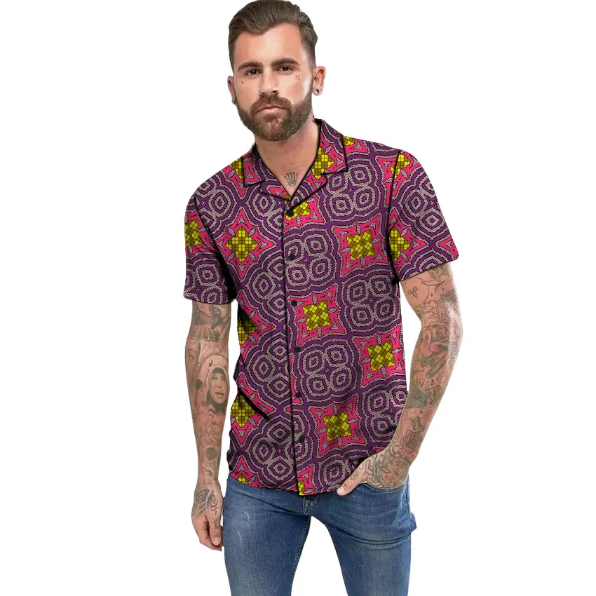 Африканский принт мужская летняя футболка с коротким рукавом яркий Африканский Воск рубашка Мужская топы с короткими рукавами фестиваль