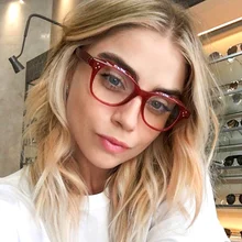 Модная квадратная рамка для очков женские трендовые брендовые дизайнерские оптические компьютерные с заклепками уникальные женские мужские очки Cateye
