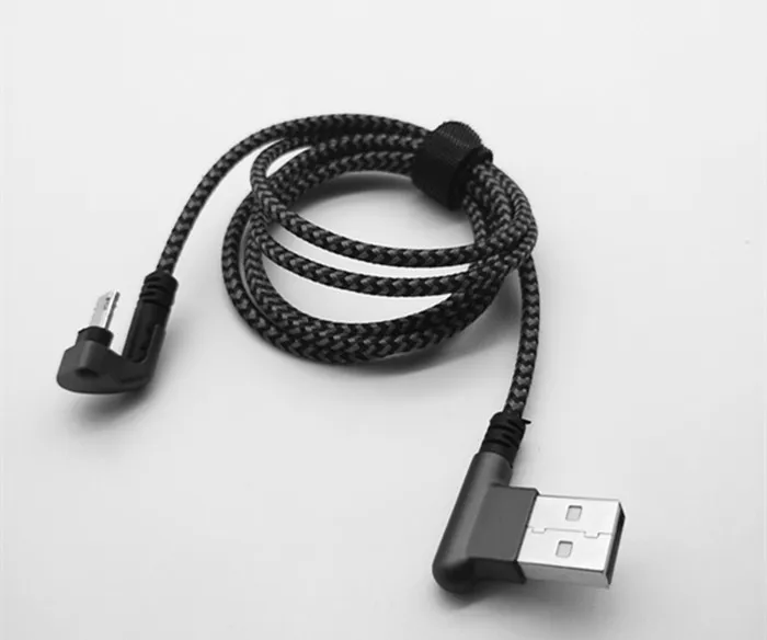 180 градусов L нейлоновый USB C type C кабель для быстрой зарядки мобильных телефонов для Iphone 7 8 XR XS 11Max samsung S8 S9 Xiaomi Mi 8 Huawe - Цвет: Black Type C