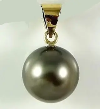 

FREE SHIPPING hot sale~~~~~~ charming 16 mm black shell pearl pendant yellow gold
