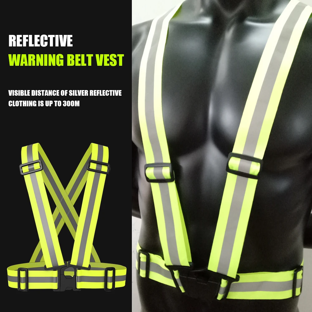 Chaleco de cintas reflectantes ligero, ropa de protección para el trabajo nocturno, para correr y ciclismo, accesorios de seguridad deportivos portátiles