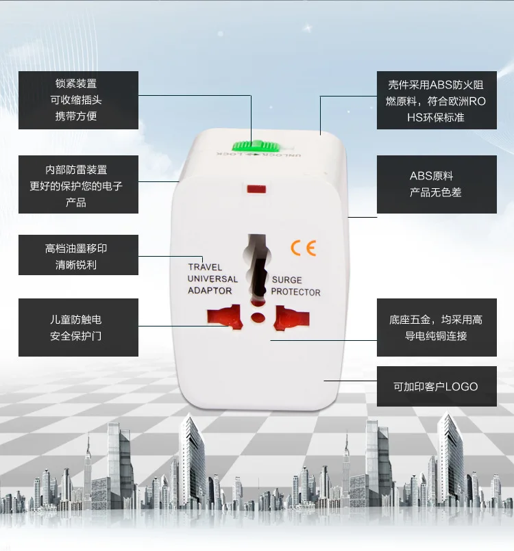 Экспорт по всему миру применимый переключатель Plug Многофункциональный конверсионный разъем двойной USB зарядка конвертер переходник для путешествий