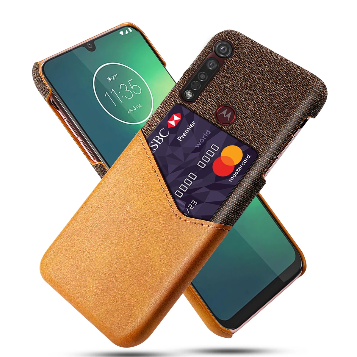 Чехол для Motorola Moto G8 Plus из мягкой искусственной кожи комбинированный