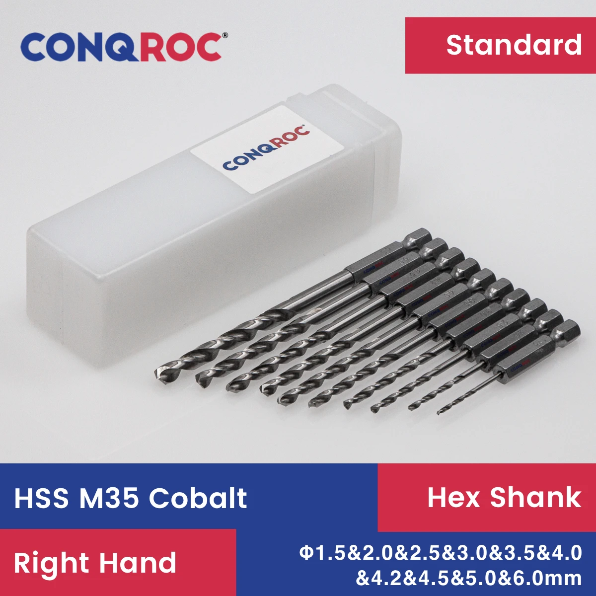 HSS M35 Cobalt Twist Drill Bits Set with Case 10 Size 1.5mm&2.0mm&2.5mm
