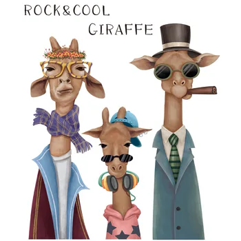 

Funny Rock&Cool Giraffe Wall Stickers Bedroom Kids room Living room Eco-Friendly Removable Vinyl Wall Decals DIY Home Decoration
