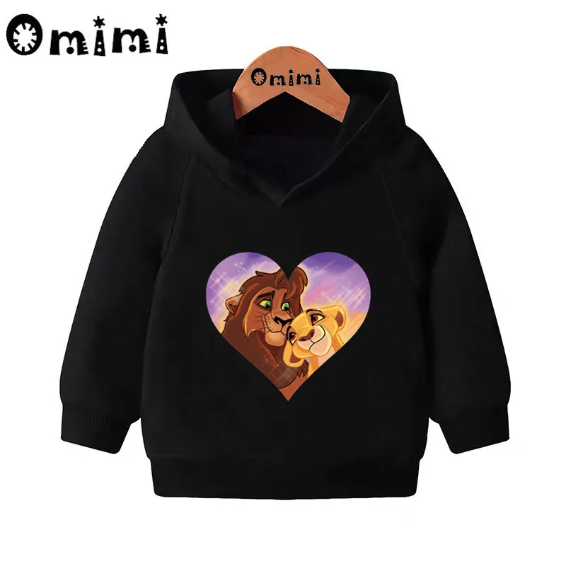 Mufasa& Simba& Nala/забавные свитера с рисунком короля льва детские толстовки с капюшоном крутой пуловер для малышей топы для девочек и мальчиков, осенняя одежда KMT5296 - Цвет: Black-5296J