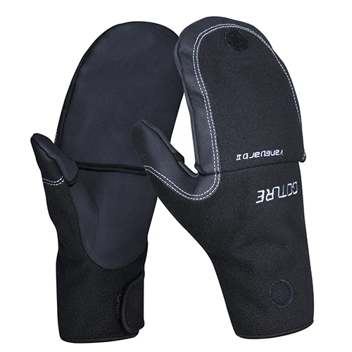 black Goture VANGUARD Ⅱ зимние перчатки водонепроницаемые полный или половина пальца флип рыболовные перчатки прочные противоскользящие варежки для улицы - Цвет: black