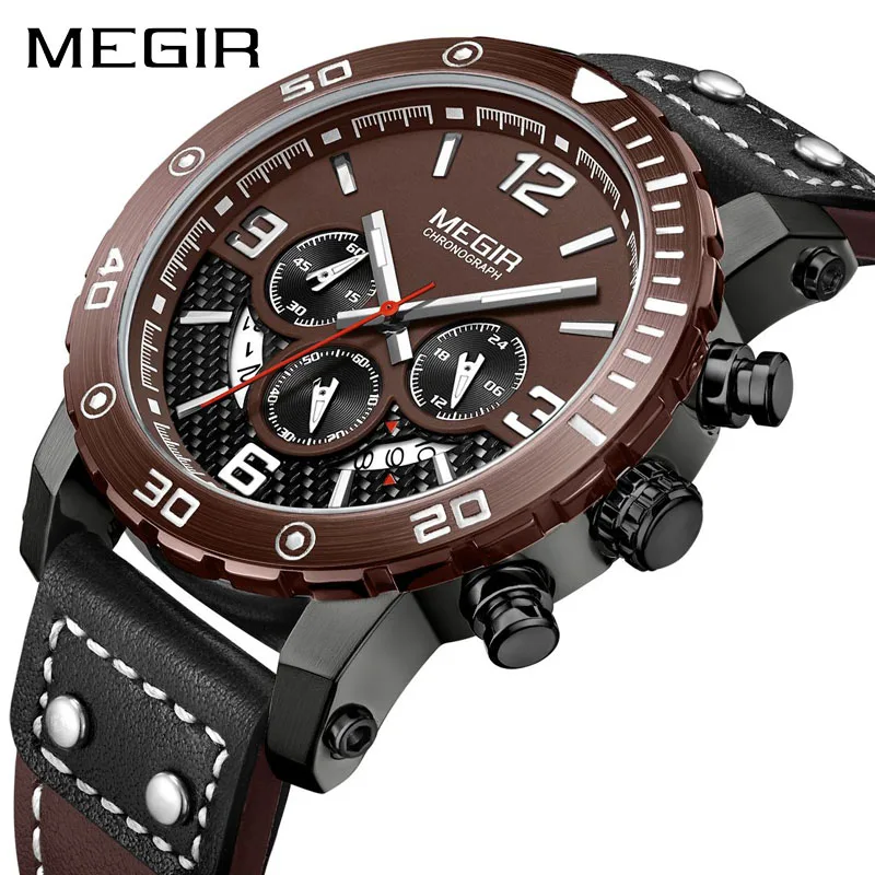 

MEGIR Watch Top Brand Man Watches with Chronograph Sport Waterproof Luminous Clock Man Watches Military Luxury Mens Quartz Watch