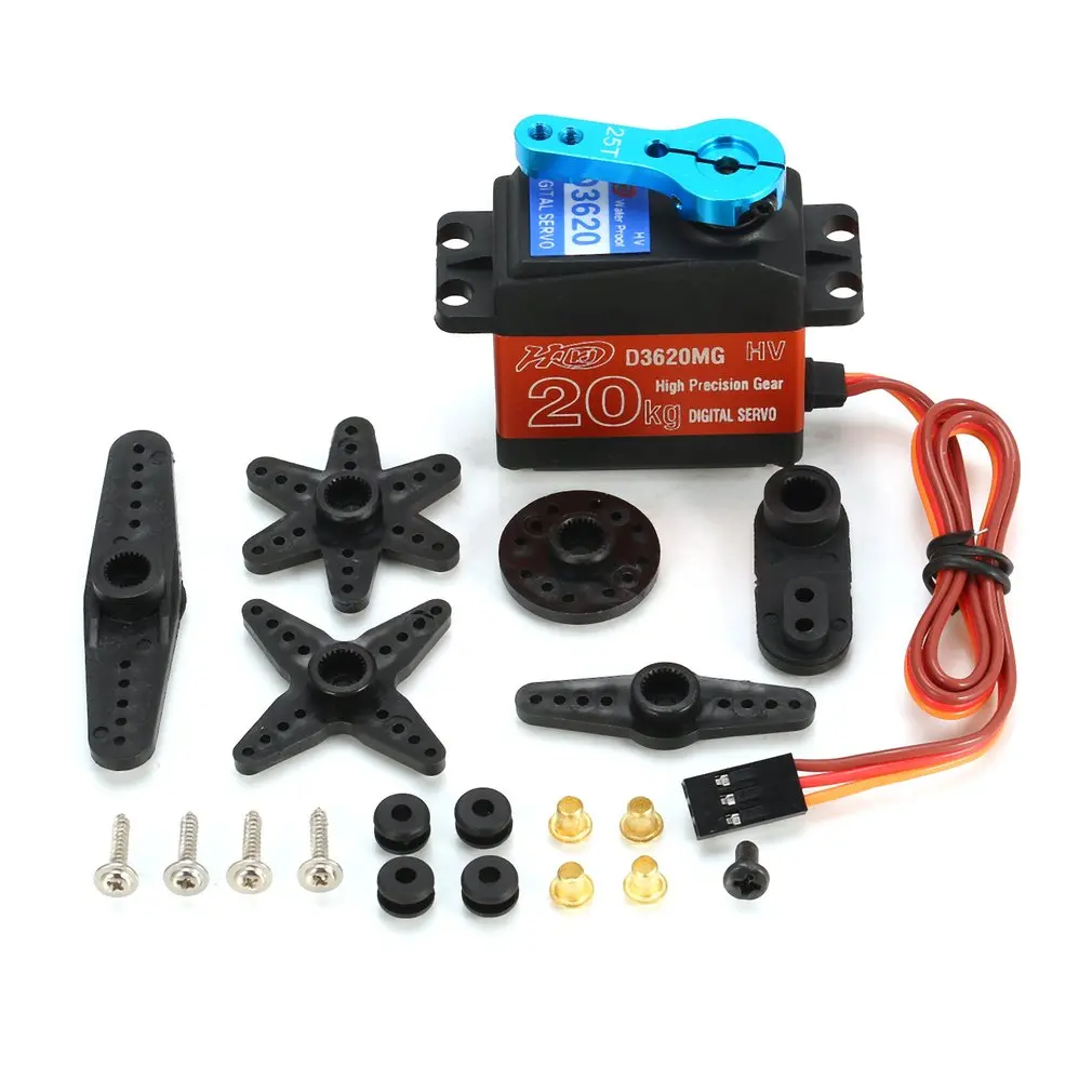 

1pcs Digital Servo 20KG 180' Waterproof Metal Steering Digital Metal Gear Core Servo with High Torque for RC Car Boat Model Toy