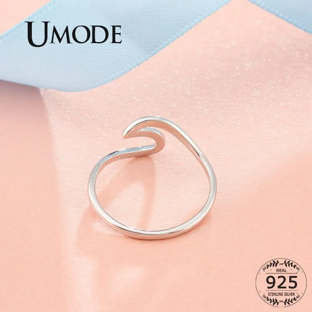 Женские волнистые кольца UMODE вечерние из стерлингового серебра 925 пробы в стиле