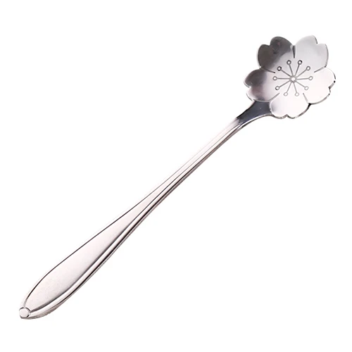 Cherry blossoms Креативная ложка из нержавеющей стали, кофейная ложка, Корейская милая маленькая ложка, десертная ложка, ложка для мороженого, ложка для перемешивания - Цвет: Cherry blossoms