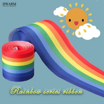 

50yard/pcs 2.5-7.5cm thread rainbow lace ribbon gradient single-sided rib ribbon gay Parade accessories gift packing decoration