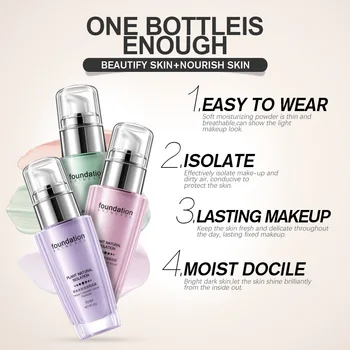 

Hyaluronic Acid Pearl Powder Multiple Care Isolation Cream Skin Rejuvenation Young Dynamic Foundation Makeup,Free Sponge Puff.