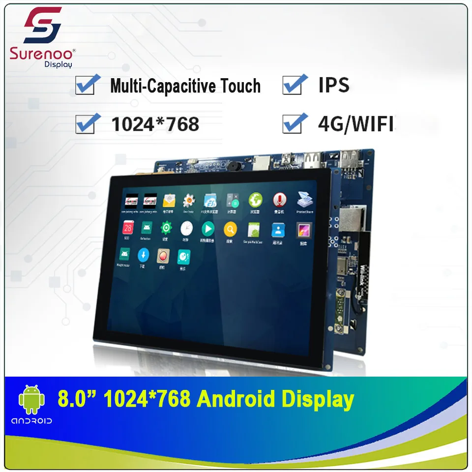 8 0 дюймов 1024X768 Android промышленный класс Wi-Fi 4G IPS TFT ЖК-модуль экран с многоемкостной