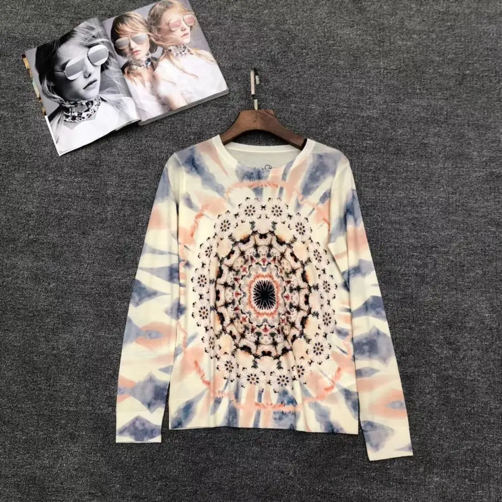 

2019 Autumn and Winter Runway Fashion Wool Sweater back Bee letter Long Sleeve letter Woman Female Tops
