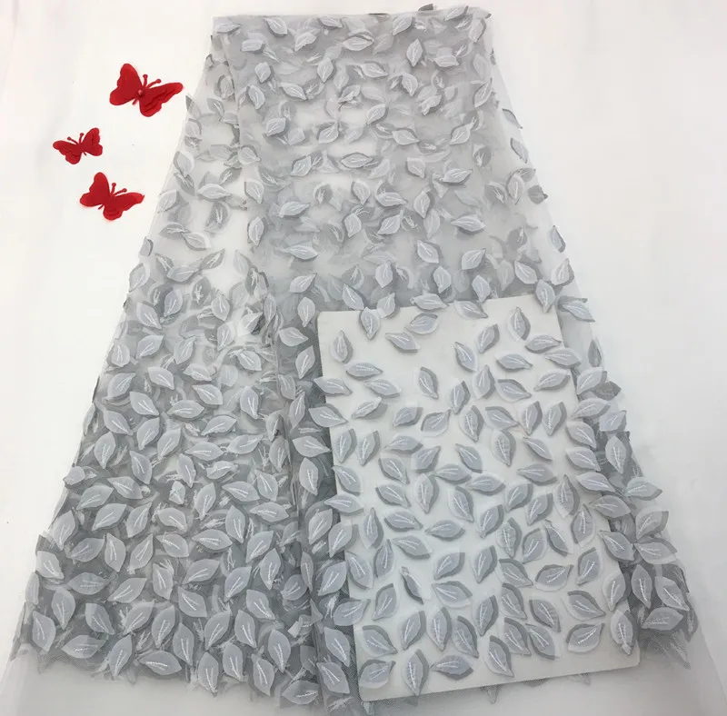 gray Дизайн розовый Африканский 3D цветок кружевная ткань французский швейцарский Тюль Кружева для свадебной вечеринки нигерийские кружевные ткани - Цвет: gray