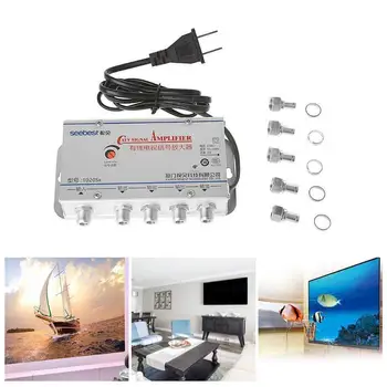 

CATV VCR TV Antenna Signal Amplifier 4 Way Booster FREQ 20DB 45-860MHz Splitter O6P2