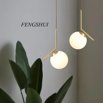 

Nordic LED Oblique Glass Ball Pendant Lights Modern Luxury Cafe Restaurant Lamp Meal Bar Bedroom Bedside Decor Light Fixtures