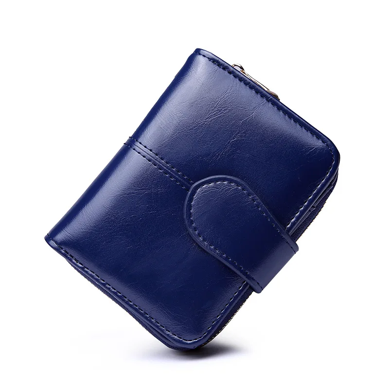 Женские кошельки, маленький роскошный брендовый кожаный кошелек для женщин, женская сумка для карт, клатч, Женский кошелек, кошелек с зажимом для денег - Цвет: Blue