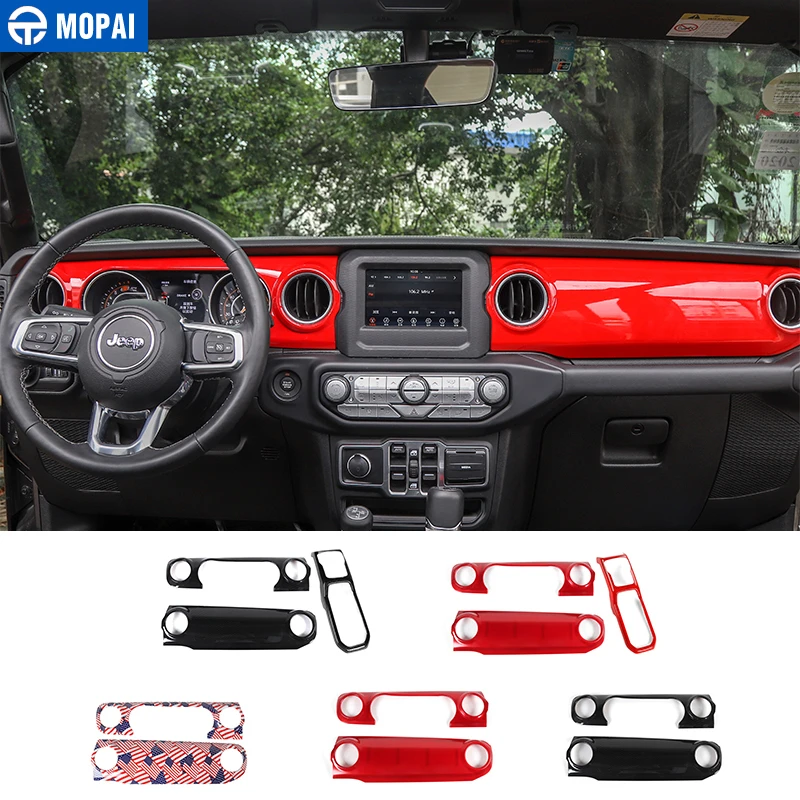 MOPAI Car Interior Dashboard Center Control Panel Decor Gear Shift Panel Cover for Jeep Wrangler Gladiat JL 2018+ Accessories