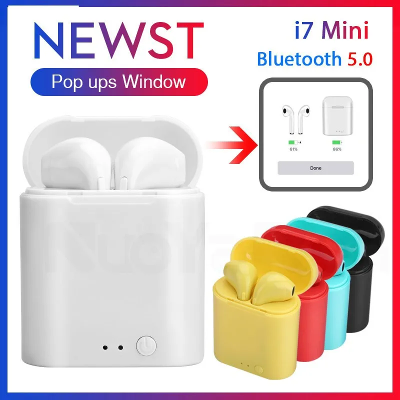 I7 Mini TWS всплывающие Беспроводные Bluetooth 5 0 наушники двойные с зарядной коробкой