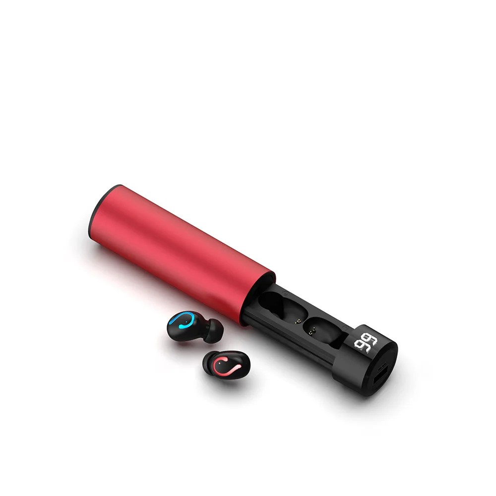 Красный Bluetooth наушники гарнитура TWS беспроводные наушники Handsfree спортивные наушники игровая гарнитура с 1500 мАч power bank - Цвет: Красный