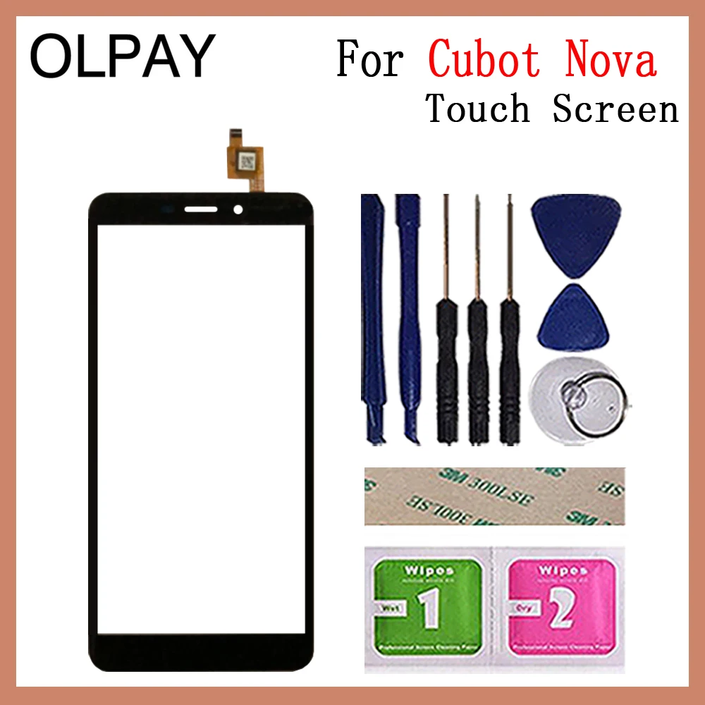 OLPAY 5," мобильный сенсорный экран для телефона для Cubot Nova сенсорный экран стекло дигитайзер сенсор Инструменты для ремонта Бесплатный клей и салфетки - Цвет: Black With Tools