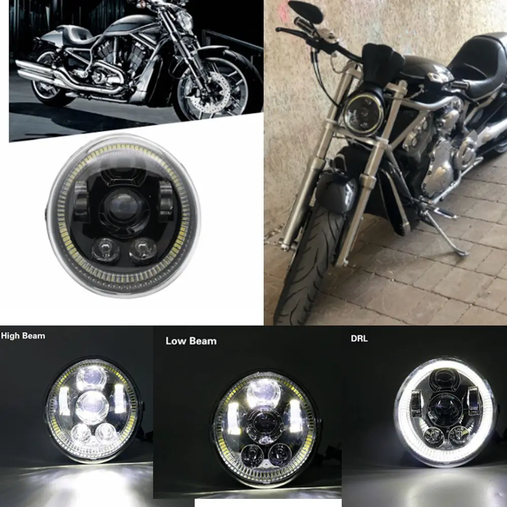 2021 새로운 LED DRL 헤드라이트 오토바이 헤일로 링 헤드라이트 V 로드 VROD VRSCA VRSC V 로드 근육 ...