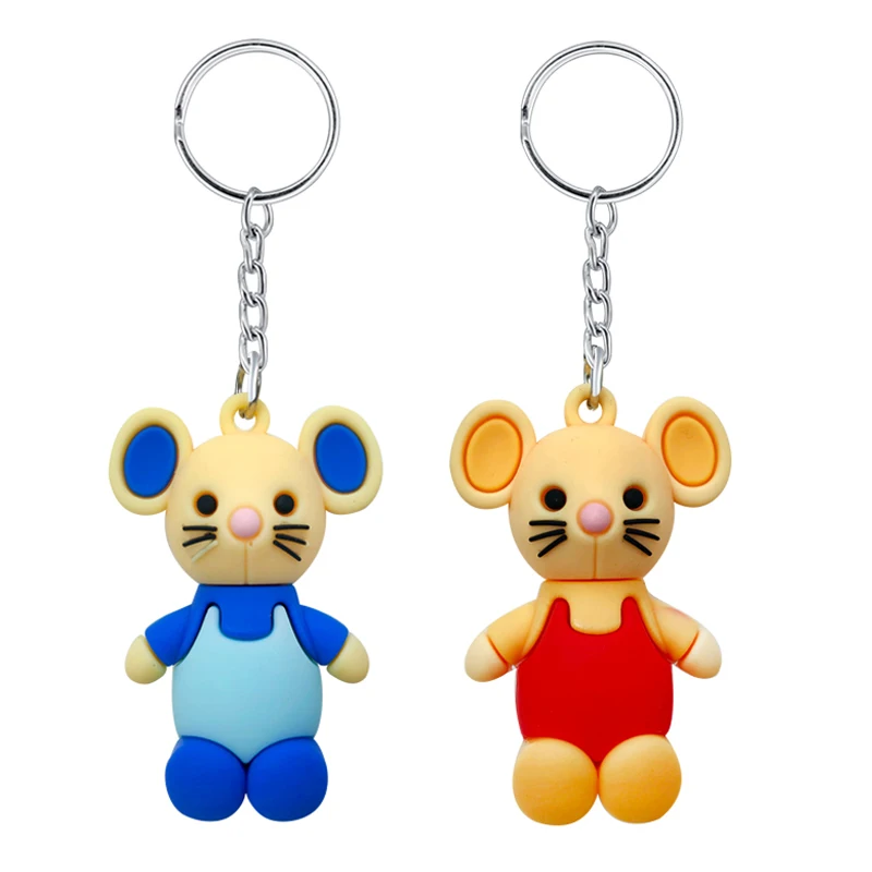 

2020 New Soft Zodiac Rat Doll Pendant PVC Cute Cartoon Charm Car Keychain Accessories