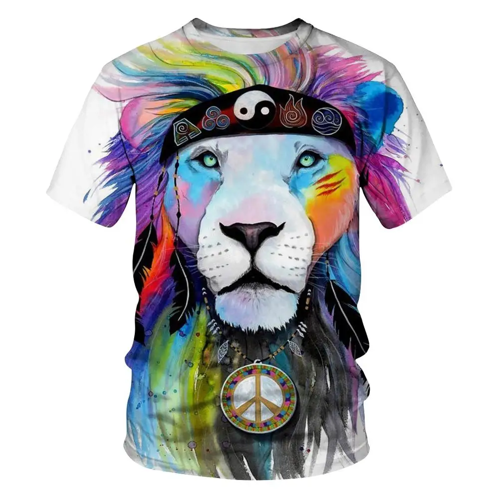 

Hot style 2020 NEW T-shirt The lion print casual mens o-neck t shirts New men T-shirt short sleeve men tshirt men's tops
