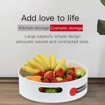 

Non-Slip Rotating Storage Tray Fruit Snack Dried Storage Plate Multifunctional Kitchen Bathroom Plastic Desktop Organizer