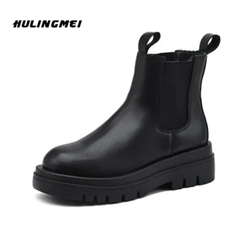 

Plus Size Martin Boots Women British Style 2020 New Autumn Retro Wild Thick-soled Increased Chelsea Motorcycle Boots Women Shoes